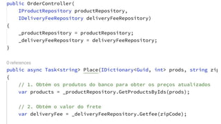 #2
Serviços Externos
Resumo
- Não tem como serem testados
- Tem que haver uma contingência (Polly)
- Ficam nos repositórios para serem mockados
 