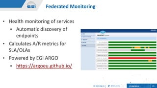 @EGI_eInfrawww.egi.eu 17/04/2019 21
Federated Monitoring
 
