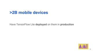 >2B mobile devices
Have TensorFlow Lite deployed on them in production
19
 