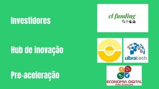 Investidores
Hub de inovação
Pre-aceleração
 