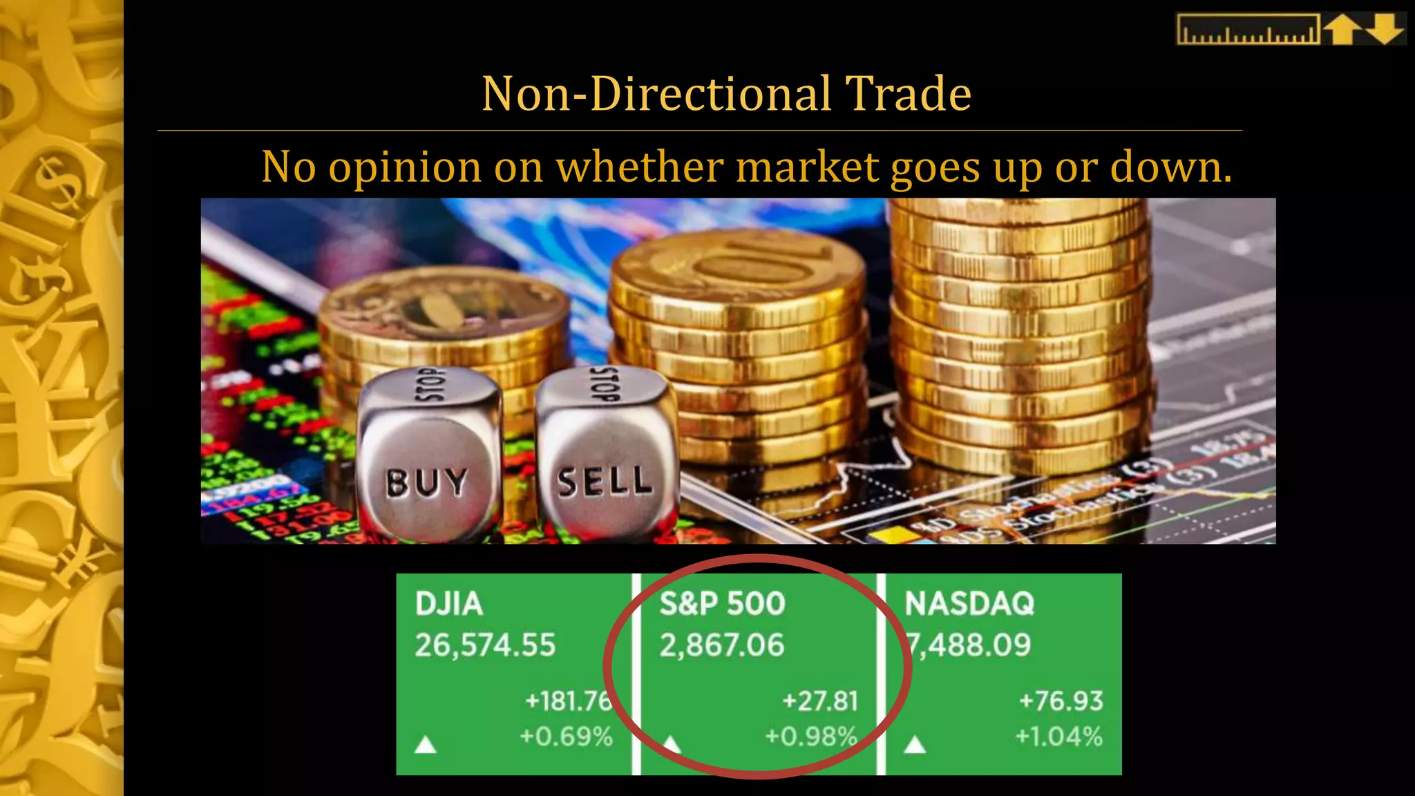 Non-Directional Trade
No opinion on whether market goes up or down.
 