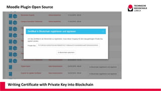 Writing Certificate with Private Key into Blockchain
Moodle Plugin Open Source
 