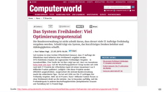 Sitzung OIA – Impulsreferat Open Source Software
6829. Mai 2019 – Dr. Matthias Stürmer, Forschungsstelle Digitale Nachhaltigkeit 68Quelle: http://www.computerworld.ch/news/it-branche/artikel/das-system-freihaender-viel-optimierungspotenzial-70184/
 