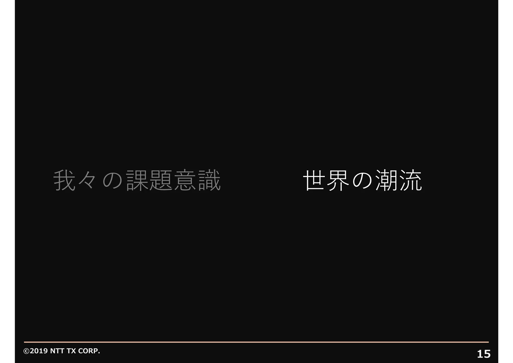 ©2019 NTT TX CORP.
15
我々の課題意識 世界の潮流
 