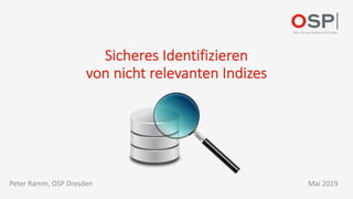 Sicheres Identifizieren
von nicht relevanten Indizes
Mai 2019Peter Ramm, OSP Dresden
 