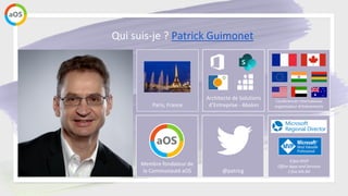 @patricg
Qui suis-je ? Patrick Guimonet
9 fois MVP
Office Apps and Services
2 fois MS RD
Membre fondateur de
la Communauté...