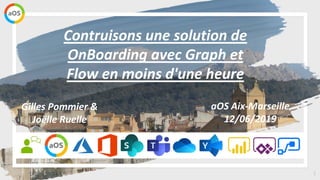 1
aOS Aix-Marseille
12/06/2019
Contruisons une solution de
OnBoarding avec Graph et
Flow en moins d'une heure
Gilles Pommier &
Joëlle Ruelle
 