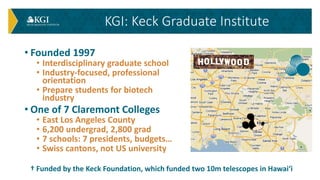 • Founded 1997
• Interdisciplinary graduate school
• Industry-focused, professional
orientation
• Prepare students for bio...