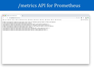/metrics	API	for	Prometheus
 