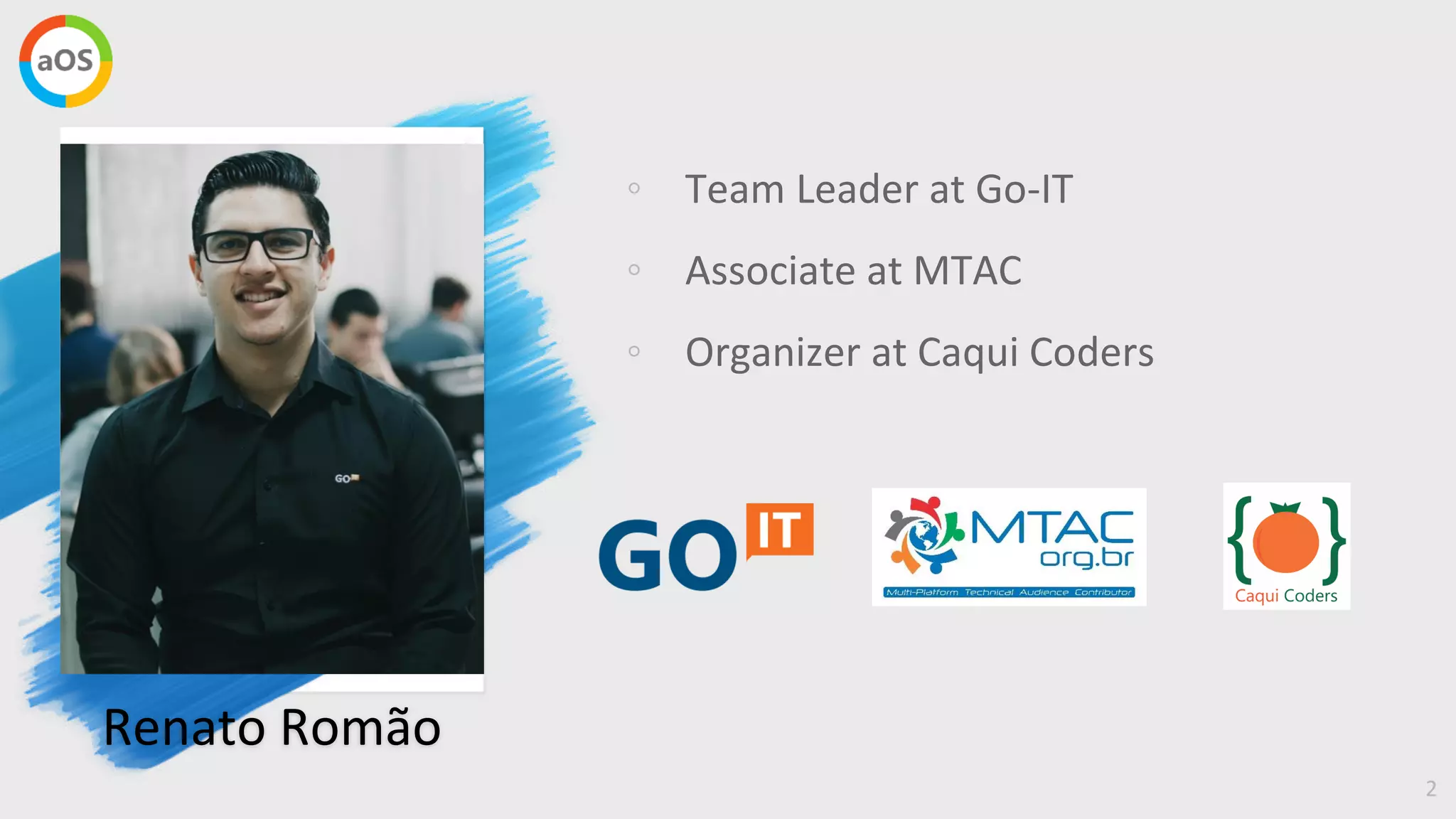 THIS IS A SLIDE
TITLE
◦ Team Leader at Go-IT
◦ Associate at MTAC
◦ Organizer at Caqui Coders
2
Renato Romão