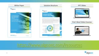 White Paper
https://www.algosec.com/resources
Prof. Wool Video Courses
PPT SlidesSolution Brochure
63
 