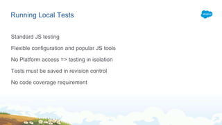 Jest
One of the most popular JS testing frameworks (speed, features, doc…)
Works with vanilla JS and HTML (JSDOM)
Open Sou...
