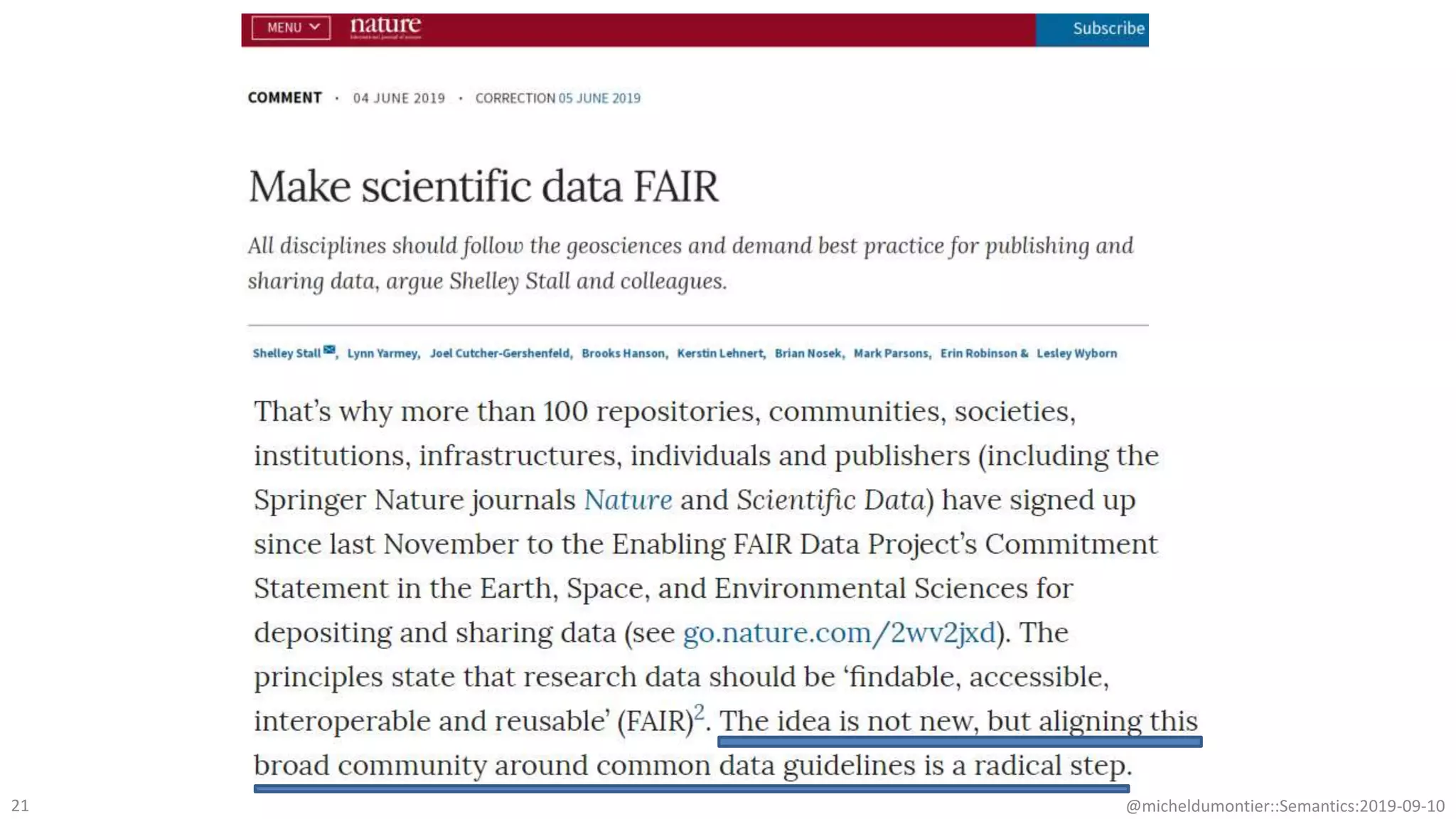 @micheldumontier::Semantics:2019-09-1021
 