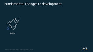 © 2019, Amazon Web Services, Inc. or its Affiliates. All rights reserved.
Fundamental changes to development
Agility
 