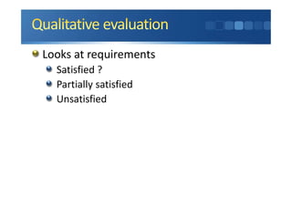 Looks at requirements
Satisfied ?
Partially satisfied
Unsatisfied
 