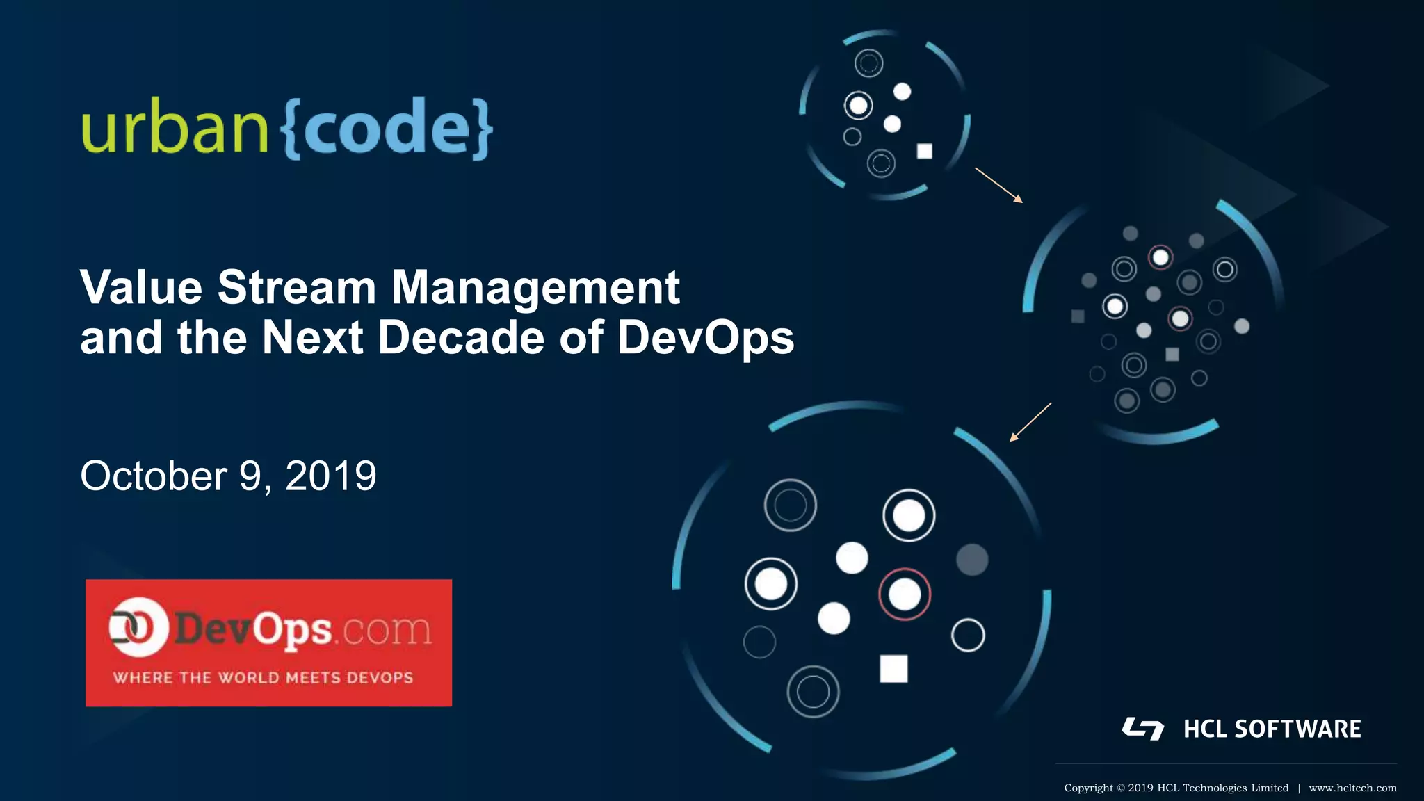 Copyright © 2019 HCL Technologies Limited | www.hcltech.com
Value Stream Management
and the Next Decade of DevOps
October 9, 2019
 