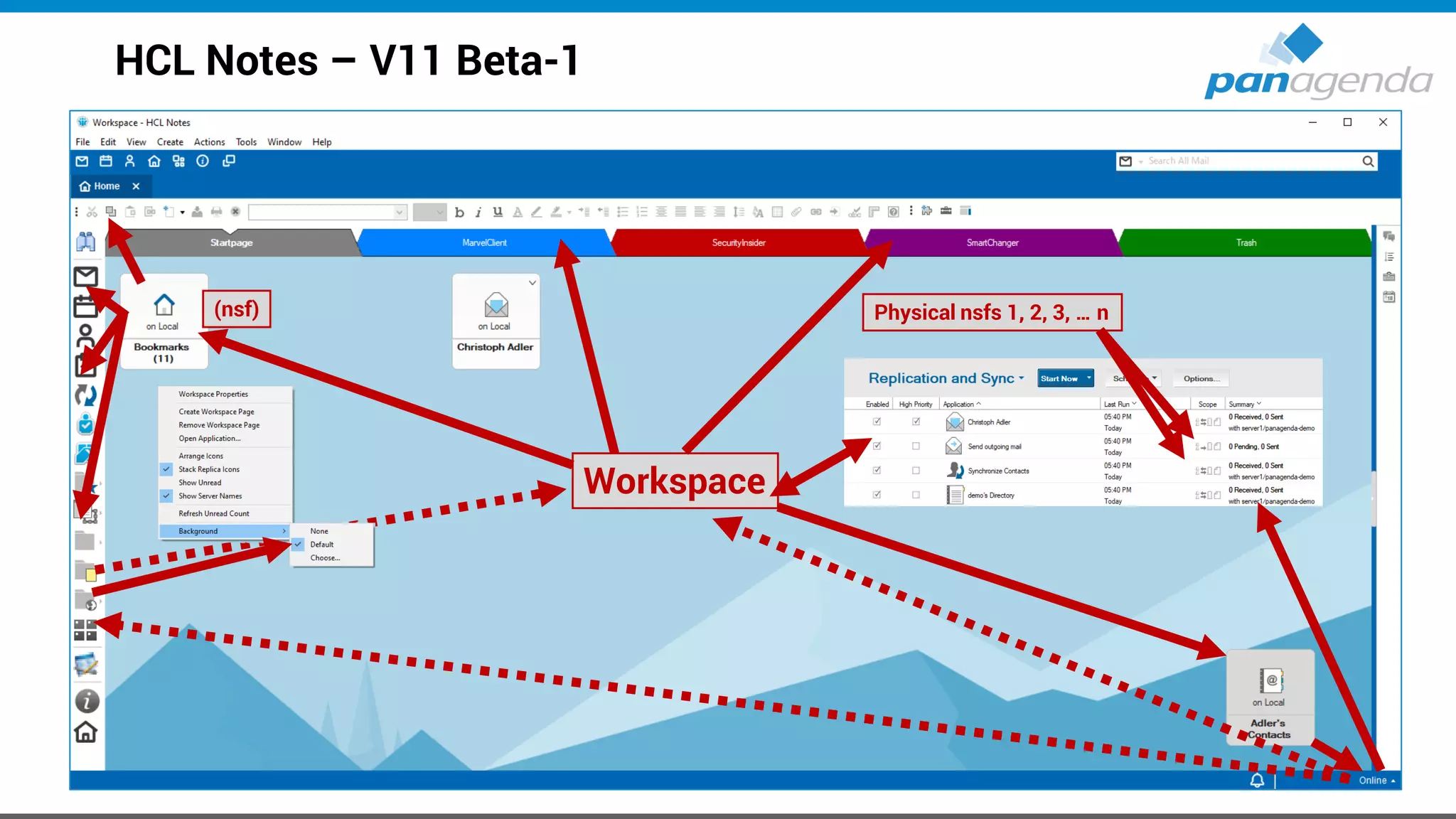 HCL Notes – V11 Beta-1
Workspace
(nsf) Physical nsfs 1, 2, 3, … n
 