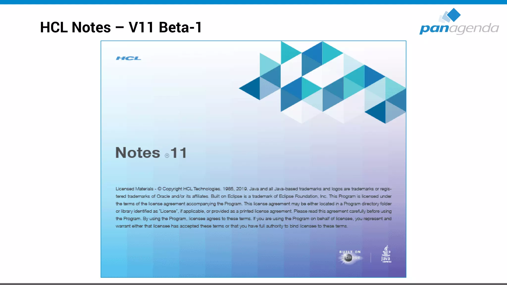 HCL Notes – V11 Beta-1
 