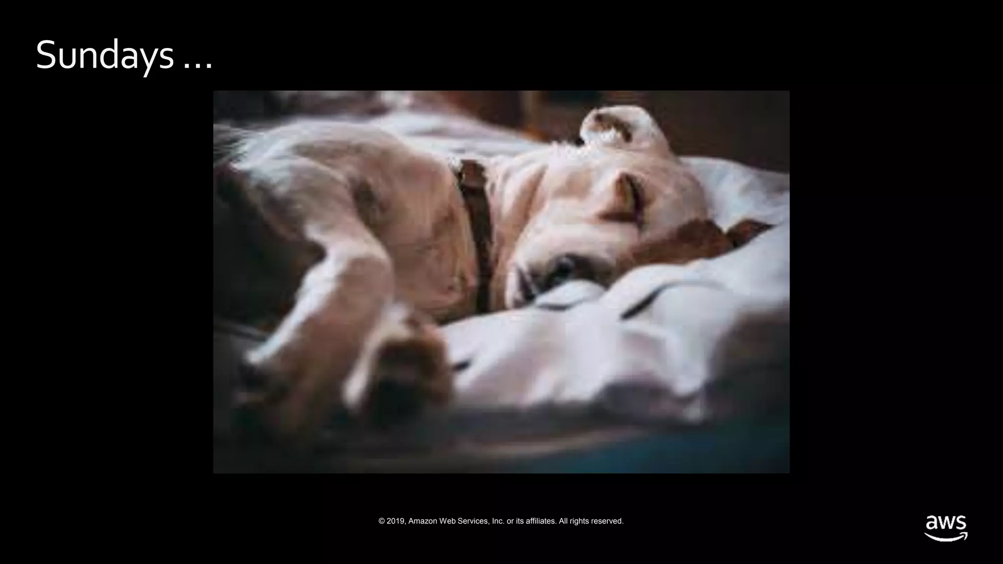 © 2019, Amazon Web Services, Inc. or its affiliates. All rights reserved.
Sundays …
 