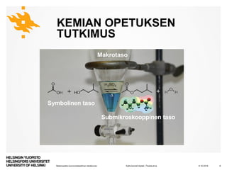 Matemaattis-luonnontieteellinen tiedekunta
KEMIAN OPETUKSEN
TUTKIMUS
8.10.2019Kyllä kemisti löytää | Tiedekulma 8
 