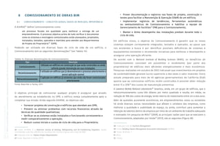 Coletânea
GUIAS
BIM
ABDI-MDIC
GUIA
BIM
na
Quantificação,
orçamentação,
planejamento
e
gestão
de
serviços
da
construção
03
O objetivo principal de comissionar qualquer projeto é assegurar que através
do atendimento ao estabelecido no OPR, o edifício esteja completamente apto a
completar sua missão. Ainda segundo ASHRAE, os objetivos são:
• Fornecer projetos de construção e edifícios que atendam aos OPR;
• Prevenir ou eliminar problemas com recursos financeiros através de
técnicas de qualidade qualitativas;
• Verificar se os sistemas estão instalados e funcionando corretamente e
medir comparativamente a operação;
• Reduzir custos iniciais e custos de ciclo de vida para o Proprietário;
• Prover documentação e registros nas fases de projeto, construção e
testes para facilitar a Manutenção & Operação (O&M) de um edifício;
• Implementar registros de tendências, ferramentas automáticas
ou semiautomáticas de Comissionamento e habilitar a equipe de
Gerenciamento de Facilities48
(FM) para o Comissionamento;
• Manter o ótimo desempenho das instalações prediais durante todo o
ciclo de vida.
Em edifícios novos, o objetivo do Comissionamento é garantir que os novos
sistemas estejam corretamente integrados, testados e operados, ao passo que
nos existentes a busca é por identificar possíveis deficiências de sistemas e
equipamentos existentes e recomendar iniciativas para melhorar o desempenho e
assegurar uma operação eficiente.
De acordo com o National Institute of Building Sciences (NIBS), os benefícios do
Comissionamento consistem em possibilitar o recebimento (por parte dos
proprietários) de edifícios mais eficientes energeticamente e mais econômicos.
Pesquisas realizadas em outubro de 2003 indicaram que investimentos em projetos
de sustentabilidade geraram lucros superiores a dez vezes o valor investido. Outro
estudo preparado para mais de 40 agências governamentais da Califórnia (EUA)
aponta que ao comissionar edifícios recém-construídos é possível obter redução
entre 15 a 35%49
dos custos de manutenção preventiva.
A Lawrence Berkely National Laboratories50
levantou, ainda, em um grupo de edifícios, que o
retrocomissionamento custa três dólares por metro quadrado e resulta, em média, na
redução de 16% dos custos de energia, tendo retorno do investimento entre um a dois anos.
Além de questões puramente econômicas, em empreendimentos novos ou existentes
há ainda diversas outras necessidades que afetam o cotidiano das empresas, como
melhorar a qualidade e usabilidade do espaço, ou ainda, contribuir para aumentar a
retenção de talentos dentro da empresa por meio de um ambiente de trabalho adequado
e motivador. Em pesquisa de Mills51
(2009), as principais razões para que se executem o
Comissionamento, adaptadas por Ishida52
(2013), são as seguintes (Figura 38):
8 COMISSIONAMENTO DE OBRAS BIM
8.1 COMISSIONAMENTO – CONCEITOS GERAIS, DADOS DE MERCADO, IMPORTÂNCIA
A ASHRAE45
define Comissionamento como
um processo focado em qualidade para melhorar a entrega de um
empreendimento. O processo objetiva acima de tudo verificar e documentar
como os sistemas e montagens comissionados estão planejados, projetados,
instalados, testados, operados e mantidos para atender aos Requerimentos
de Projeto do Proprietário46
(OPR).
Podendo ser utilizado em diversas fases do ciclo de vida de um edifício, o
Comissionamento tem as seguintes denominações47
(ver Tabela 14):
45 Fonte: ASHRAE é a American Society of Heating, Refrigerating and Air-Conditioning Engineers, sendo
considerada uma das referências mundiais em normas e guias para área de AVAC.
46 Tradução livre de “Owners Project Requirements”.
47 Fonte: Baechler e Farley (2011)
48 Tradução livre de Facilities Management
49 Fonte: Building Owners Management Association International (BOMA)
50 Fonte: Bickham, T.
51 Mills,
52 Ishida,
Tabela 14: Diversas denominações do Comissionamento.
Tipo Descrição
Comissionamento
Utilizado em edifícios em construção ou que serão construídos ou ainda
sofrerão grande intervenção em suas instalações
Recomissionamento
É utilizado em edifícios que já desenvolveram o processo anteriormente e
possui aplicação sazonal
Retrocomissionamento
É aplicado em edifícios já existentes que ainda não foram comissionados
anteriormente
Diversas denominações de comissionamento
Fonte: Baechler e Farley, 2011.
 