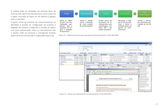 55
Figura 44 – Diagrama de fluxo para execução de comissionamento. Fonte ARCHIBUS
Figura 45 – Acesso aos templates de Comissionamento. Fonte: ARCHIBUS.
O módulo pode ter utilização nas diversas fases do
ciclo de vida, dentro de uma estrutura como a descrita
a seguir, ilustrada na Figura 44, de maneira a agregar
valor a cada fase.
O passo inicial do processo de Comissionamento no
ARCHIBUS é através da configuração de projetos e
templates, de maneira a organizar a entrada de dados.
Com essa padronização, todos os intervenientes têm
a mesma visão do processo e conseguirão levantar
dados de forma estruturada e organizada (Figura 45).
 