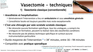 Vasectomie – Points juridiques, techniques et pratiques en France en 2019 | Dr Hupertan, urologue sexologue – NOVEMBRE 201...