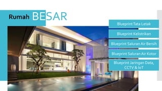 BESARRumah
BlueprintTata Letak
Blueprint Kelistrikan
Blueprint Saluran Air Bersih
Blueprint Saluran Air Kotor
Blueprint Jaringan Data,
CCTV & IoT
 