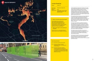 76 77
London RoadLab was delivered by Transport for London
(TfL) and Plexal with support from some of the country’s
largest utilities companies focusing on reducing
the adverse impact of roadworks. It was a 10-week
programme aimed at sourcing new, previously untested,
technology solutions which reduce the negative impact
of roadworks. The solutions had to make roadworks safer,
smarter or more inclusive. It was funded through the Lane
Rental Scheme and led by TfL.
TfL commissioned the programme and worked with Plexal
to deliver the programme, specifically providing data,
access to pilot sites, expert guidance and funding.
Partners provided feedback and advice to the suppliers to
help develop their solutions, partners included: Thames
Water, London Councils, Virgin Media, Openreach, SGN,
UKPN, and Cadent.
The project team delivered a marketing campaign to
encourage entries from companies who may not have
been using their technology in a roadworks or transport
setting previously, engaging partners who were involved
in roadworks interventions. This provided a cohort of
members with valuable insights into real-world challenges
as well as in-programme feedback to help them shape
their minimum viable products (MVP).
The project provided mentorship and coaching for
the participants of the programme, designed a bespoke
curriculum, provided funding, and unlocked pilot
sites throughout London so MVPs could be tested in
real-world environments.
The provision of access to TfL data sets and data mentors
and connecting cohort members with TfL accessibility
experts and people with first-hand accessibility
challenges, ensured solutions were user-centric during the
development phase.
Top 3 Improvements
1	 	8 pilot sites unlocked across London.
2	 	65 devices installed on vehicles,
including Dial-a-Ride, Arriva Busses and
TfL Fleet Vehicles.
3	 	The lessons learned from using the
innovation partnership procedure with
London RoadLab can now be applied not just
in a roadworks environment but across large
organisations, local councils and public-sector
bodies across Europe.
	 What is innovative about this project?
London RoadLab was an example of an
open innovation programme where the
public sector knew the challenge but didn’t
know the solution it needed. This is a new,
groundbreaking procurement approach marking
a totally new way for TfL to engage with its
supply chain in a less prescriptive way.
	What is the impact on the street and
its users?
The key outcome is to create greater safety at
roadwork sites and reduce congestion and pollution.
London RoadLab
Address:	London, UK
Project Lead: 	Transport for London (TfL)
Main Project
Partner:	Plexal
Project Partner:	Thames Water, London Councils,
Virgin Media, Openreach, SGN,
UKPN and Cadent.
 