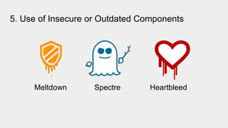 5. Use of Insecure or Outdated Components
Heartbleed
Meltdown Spectre
 