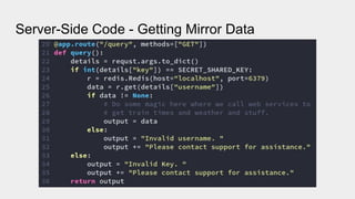 Server-Side Code - Getting Mirror Data
 