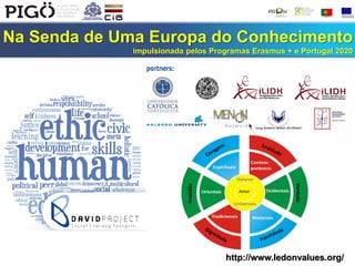 Na Senda de Uma Europa do Conhecimento
impulsionada pelos Programas Erasmus + e Portugal 2020
http://www.ledonvalues.org/
http://www.ledonvalues.org/
 