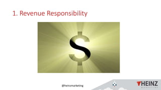 @heinzmarketing
1. Revenue Responsibility
1/16/2019Heinz Marketing, Inc48
 