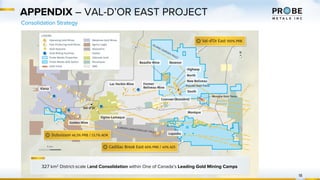 APPENDIX – VAL-D’OR EAST PROJECT
18
Consolidation Strategy
327 km2 District-scale Land Consolidation within One of Canada’s Leading Gold Mining Camps
 