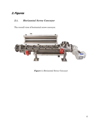 6
2.Figures
2.1. Horizontal Screw Conveyor
The overall view of horizontal screw conveyor.
Figure 1. Horizontal Screw Conveyor
 