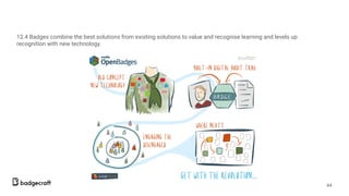 12.4 Badges combine the best solutions from existing solutions to value and recognise learning and levels up
recognition with new technology.
44
 
