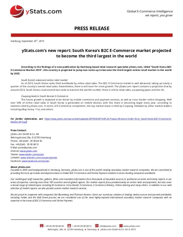 Press Release South Korea B2c E Commerce Market 2019