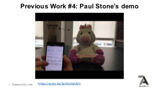 Previous Work #4: Paul Stone’s demo
https://youtu.be/5pQt6Aa3AVs
 