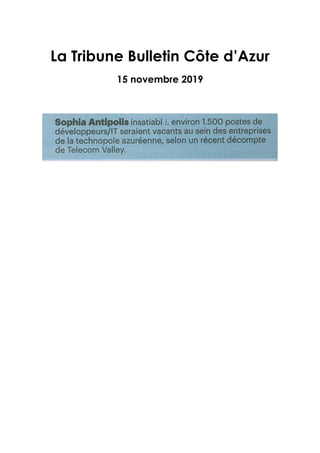 La Tribune Bulletin Côte d’Azur
15 novembre 2019
 