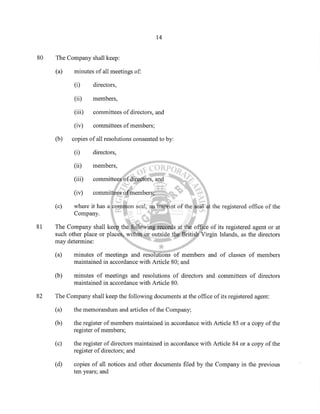 Arnaki Ltd BVI Memorandum & Articles of Association