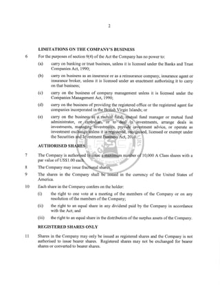 Arnaki Ltd BVI Memorandum & Articles of Association