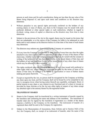 Arnaki Ltd BVI Memorandum & Articles of Association