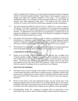Arnaki Ltd BVI Memorandum & Articles of Association