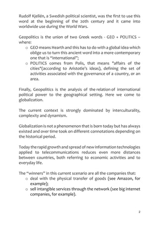 Geopolitics Rudolf 2019.10.24. GEOPOLITICS: ITS IMPACT ON GLOBAL BUSINESS | PDF