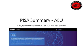 PISA Summary - AEU
2019, December 3rd, results of the 2018 PISA Test released
 