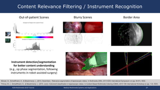 Content Relevance Filtering / Instrument Recognition
ACM Multimedia 2019 Tutorial Medical Multimedia Systems and Applicati...