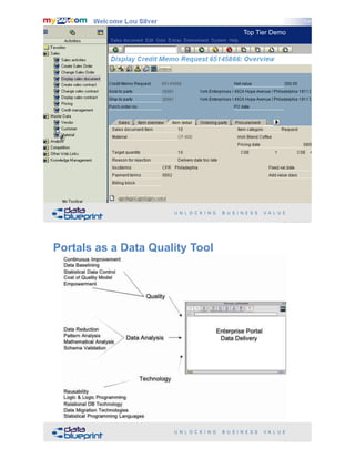 !75Copyright 2019 by Data Blueprint Slide #
Top Tier Demo
Portals as a Data Quality Tool
!76Copyright 2019 by Data Blueprint Slide #
 