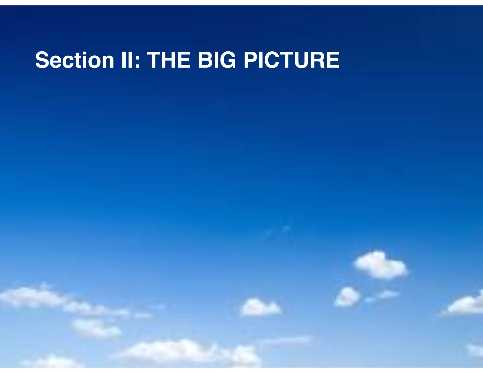 Section II: THE BIG PICTURE
 