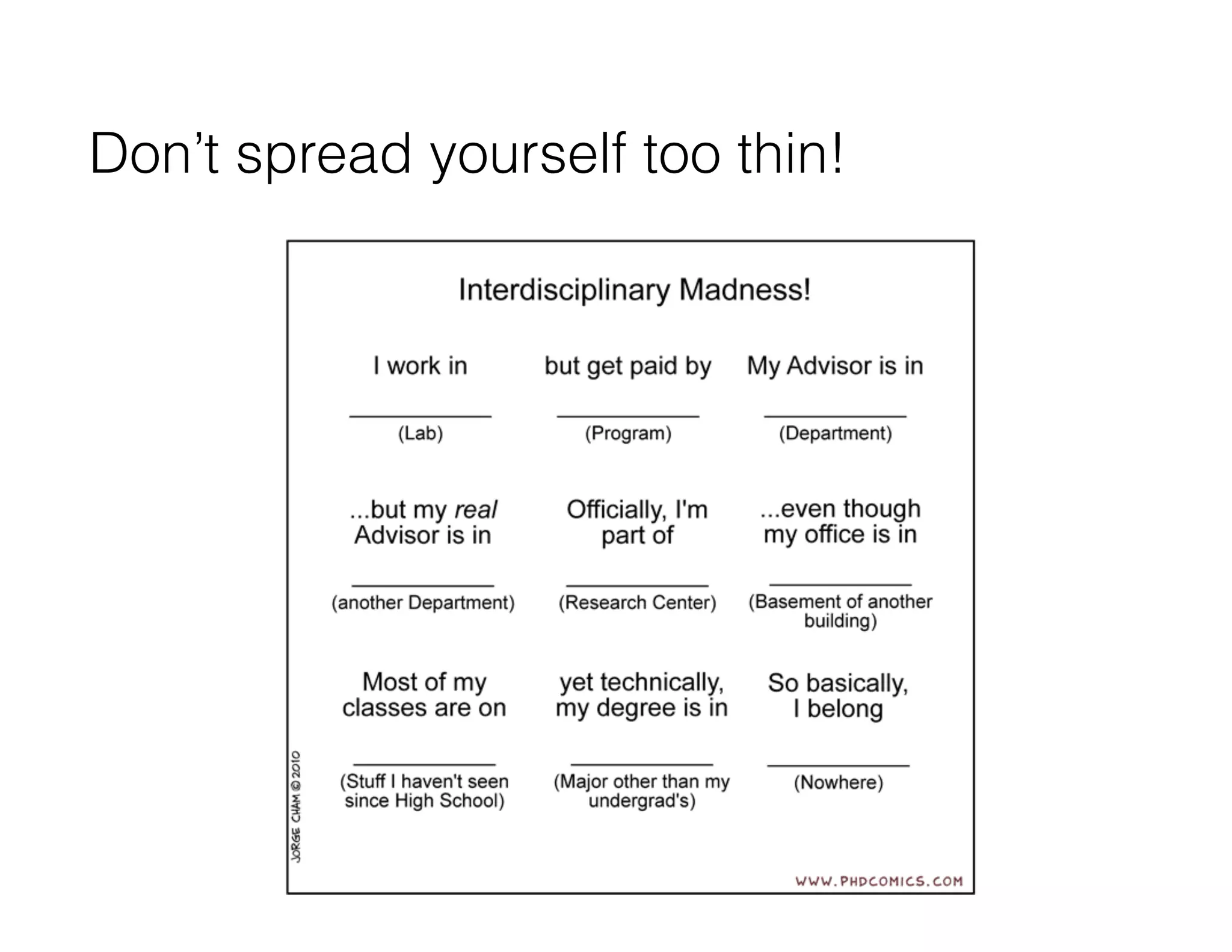 Don’t spread yourself too thin!
 