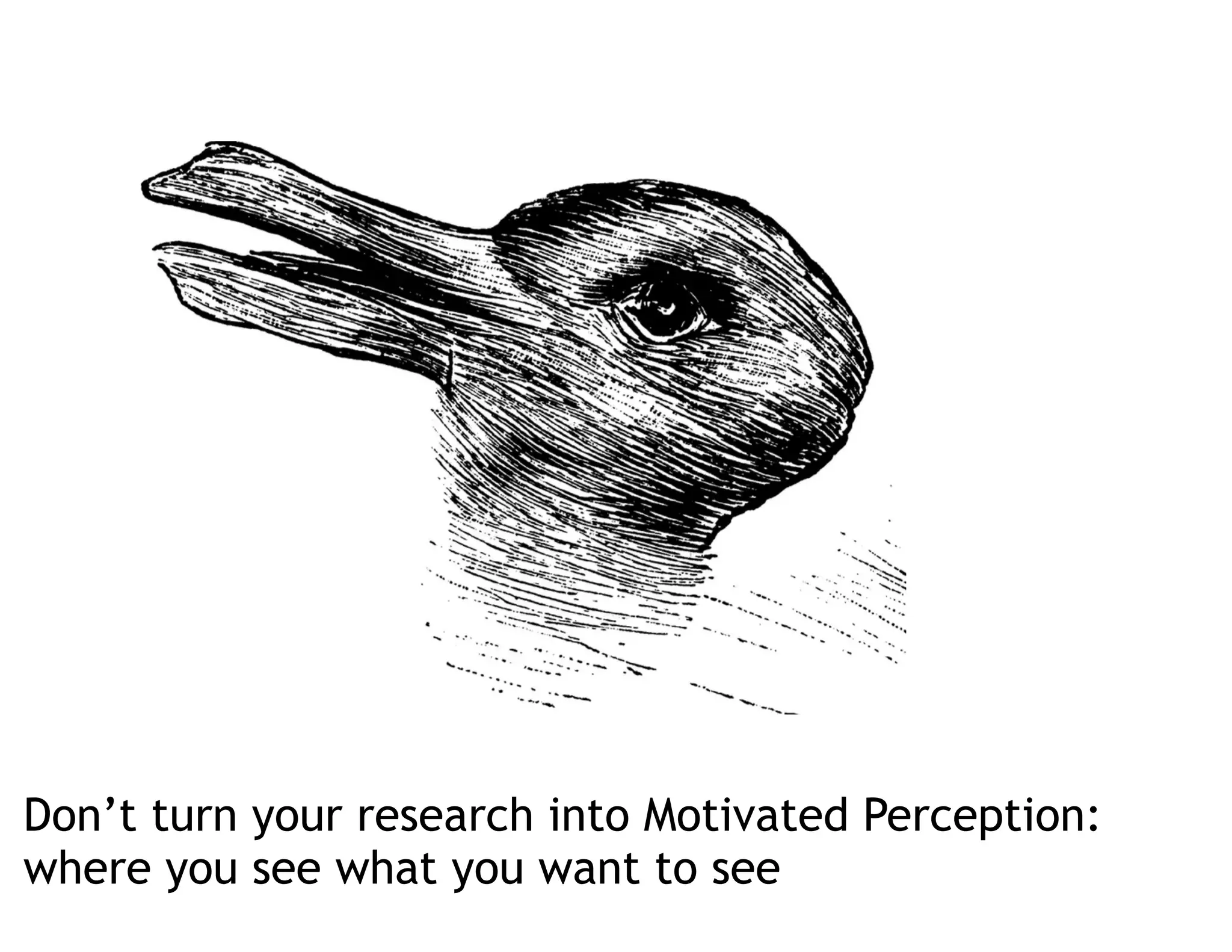 Don’t turn your research into Motivated Perception:
where you see what you want to see
 